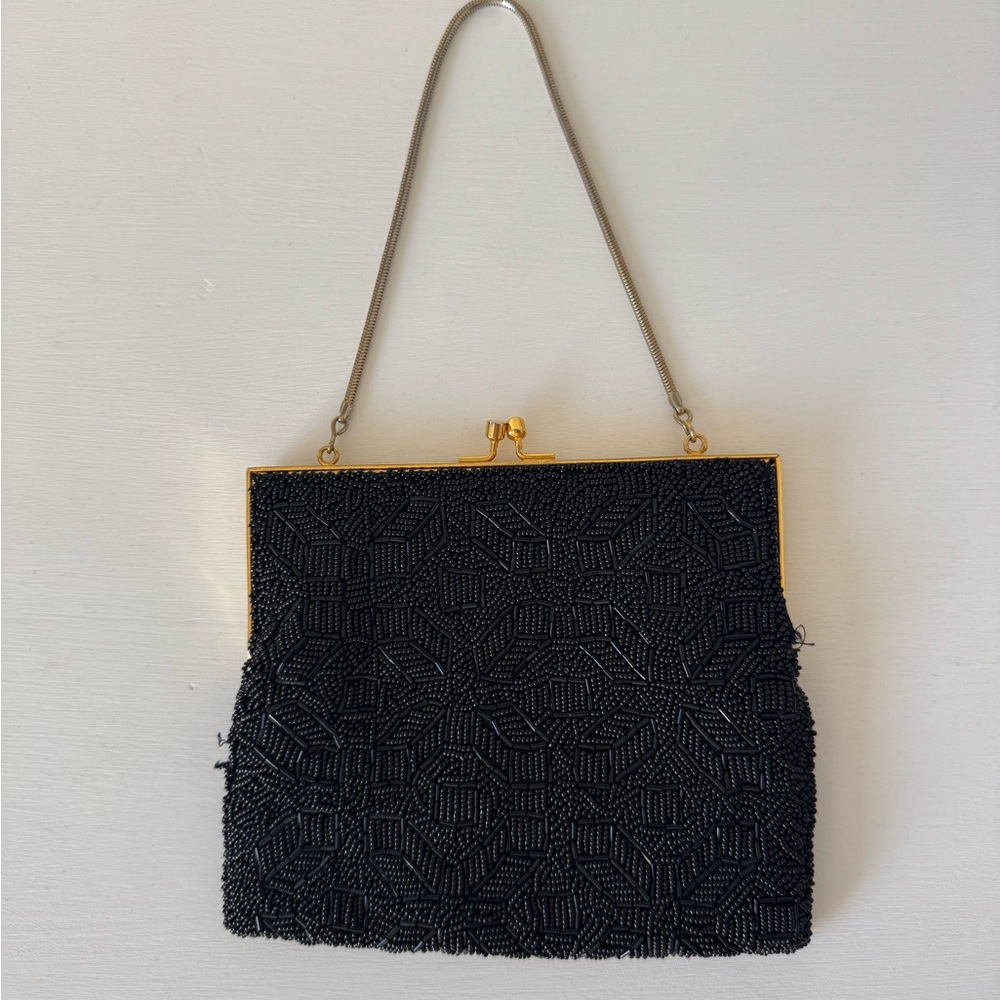 Elegant Black Beaded Handbag